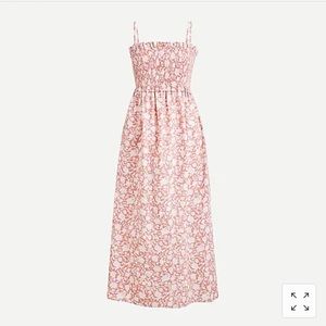 J.Crew smocked cotton poplin dress in rose vines.